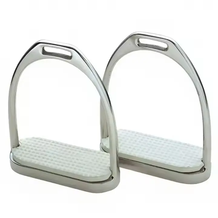 Hot Sale on Premium Stainless Steel Fillis Stirrup Irons with white & Black Rubber treads, Horse Riding Equipment