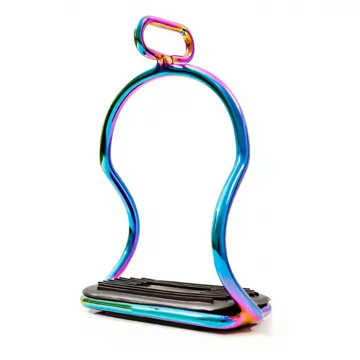 New Arrival Titanium Coated Stainless Steel Island Icelandic Stirrups Tilt Safety Stirrups, Equestrian Rainbow safety stirrups