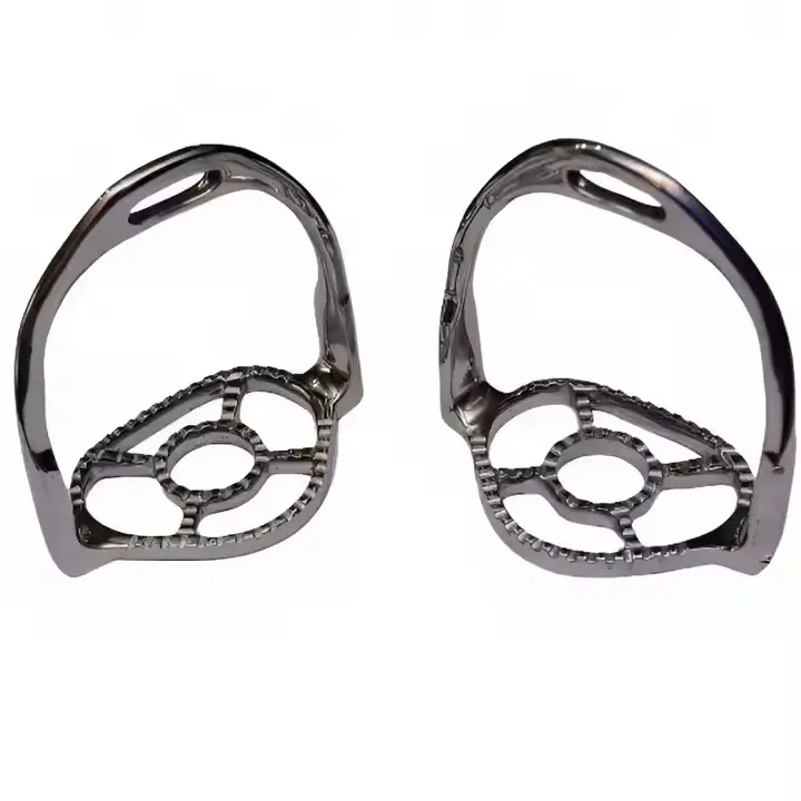 High Quality Pferdeartikel Elegant Spanish Baroque Equestrian Horse Tack 90-degree Rotated Sier Stirrups for Western Riding