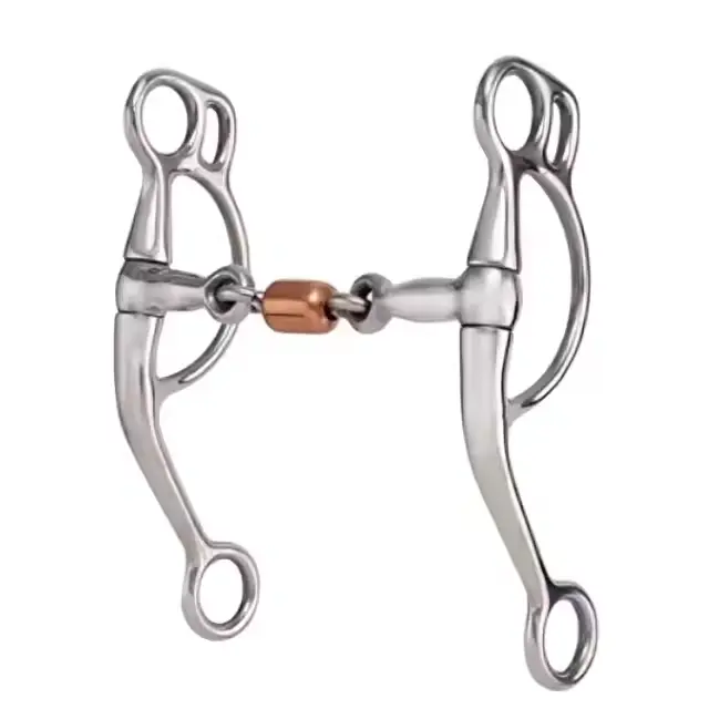 Hot Sale on Stainless Steel Horse Western Training Bit, 5" 3Pc Snaffle Mouth W/Sliding Copper Roller, Western Tack Horse bits 