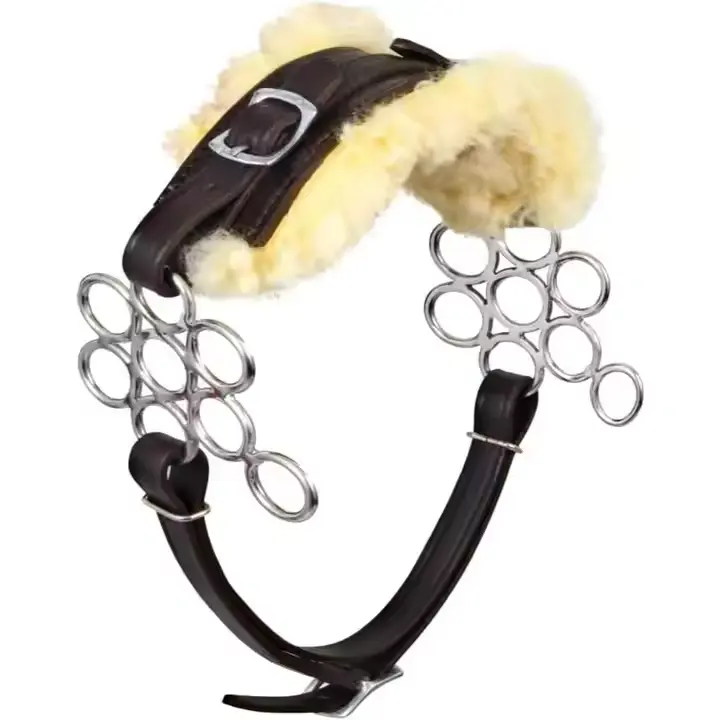New Design Hackamore Bit less Horse Bit English Western Adjustable Flower Padded, Fur Original Leather Hackamore Bits 