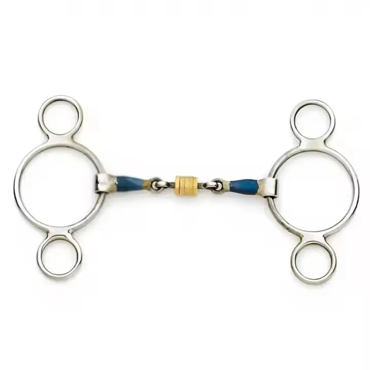 Hot Sale wholesale Blue Stainless Steel Steel 2-Ring Gag Equestrian horse equipment horse bits 
