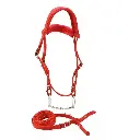 Top Quality Red Horse Bridle, Adjustable Horse Bridle Rein Harness Headstalls Durable Wear resisting, Double Check Horse Bridle 