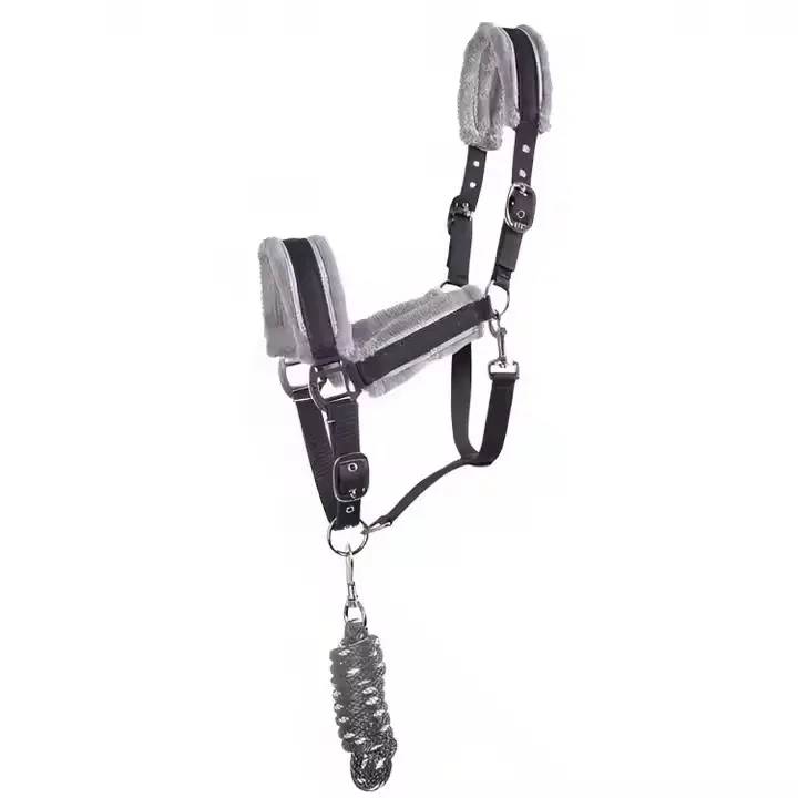 New Fashion horse riding soft fake fur padding horse headcollars adjustable crown piece & noseband, horse tack Fur nylon Halter 