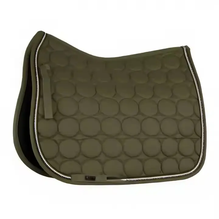 Hot Sale Customized Horse Riding Dressage Saddle Pad Premium Equestrian Tack with Crystal Trim Quilting Circle Design 