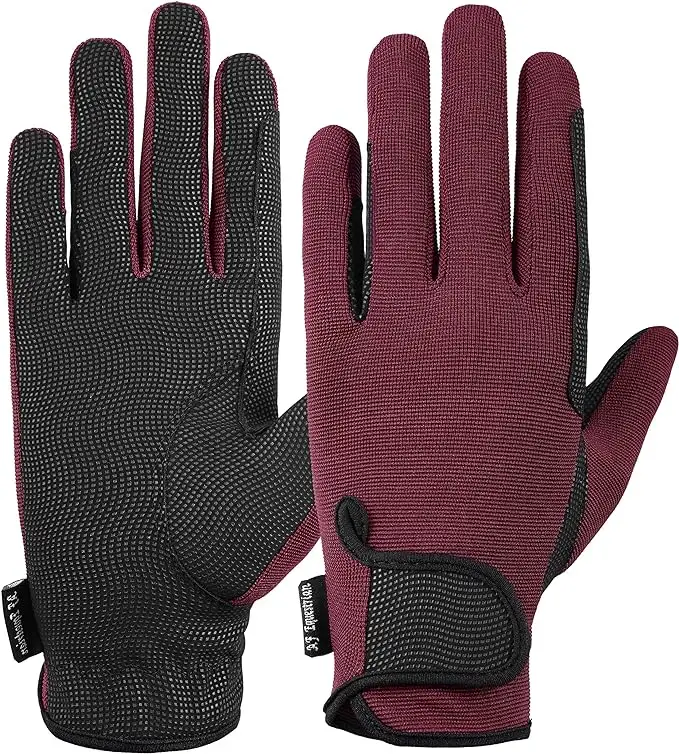 Hot Sale on Ladies Horse Riding Gloves Track Fabric Gloves Synthetic Leather Equestrian, Anti-Slip & Breathable Riding Gloves 