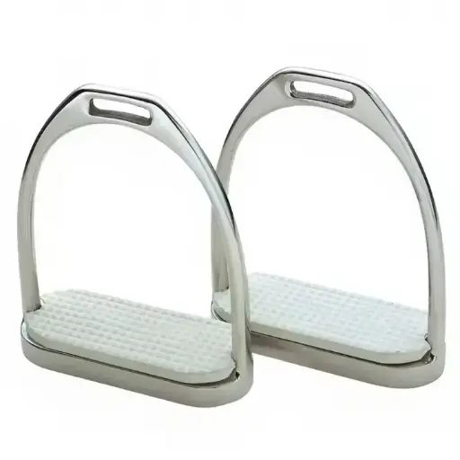 Hot Sale on Premium Stainless Steel Fillis Stirrup Irons with white & Black Rubber treads, Horse Riding Equipment