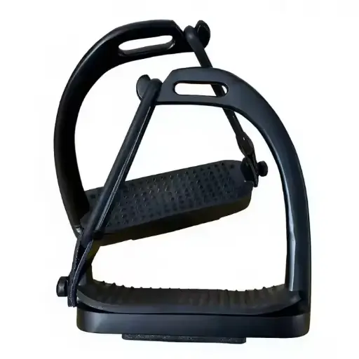 Top Quality Beautiful Peacock Black Matte Safety Stirrups Horse Riding S/Steel with TREADS, Equestrian black Safety stirrups