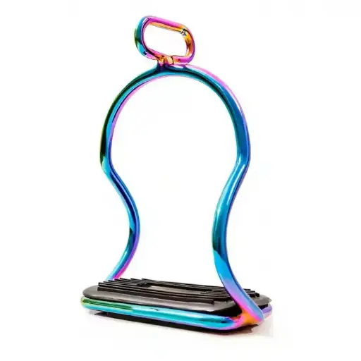 New Arrival Titanium Coated Stainless Steel Island Icelandic Stirrups Tilt Safety Stirrups, Equestrian Rainbow safety stirrups