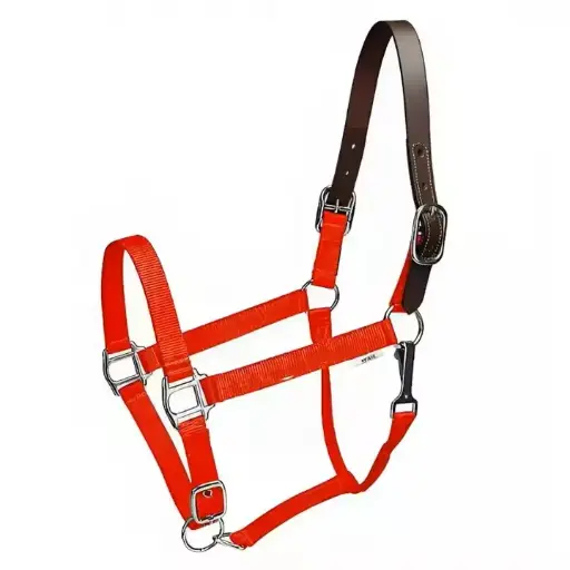 Hot Sale Equestrian Double PLY Adjustable Nylon Horse Riding Equipment Breakaway Halter Nickel Plated Hardware Horse Rope 