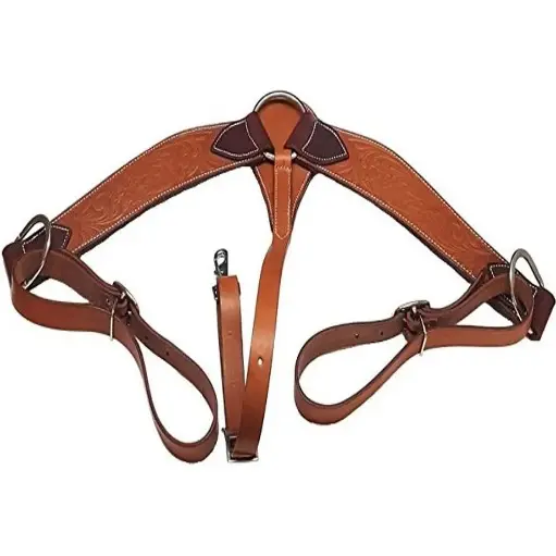 SGS Certified Adjustable Brown Leather Western Breast Collar New Hand Tooled Horse Tack Turbine Powered for Horse of Any Size 